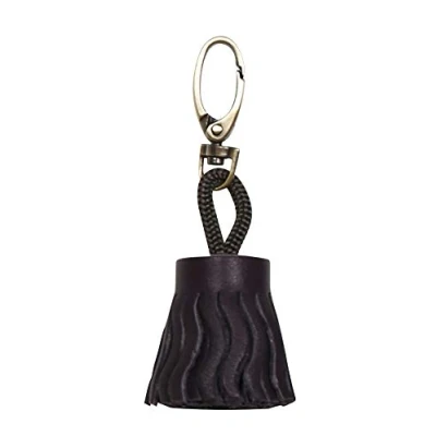Image of Clairefontaine Ref 410096C Lawrence Leather Tasselled Keyring 4 x 2.5cm, Made From Genuine Lambskin Leather, Connected By A Carabiner Plum Colour