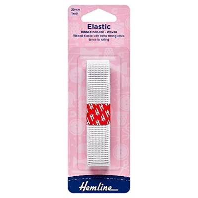 Image of Non Roll Elastic Ribbed, 1mx20mm White