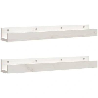 Image of vidaXL Wall Shelves 2 pcs White 80x12x9 cm Solid Wood Pine