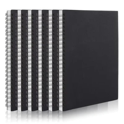 Image of ASelected A5 Sketch Pad 6Pcs Book 60 Sheets 360 Pages Spiral Bound Sketchbook, Cartridge Paper Black Hardback Drawing for Sketching, Portrait