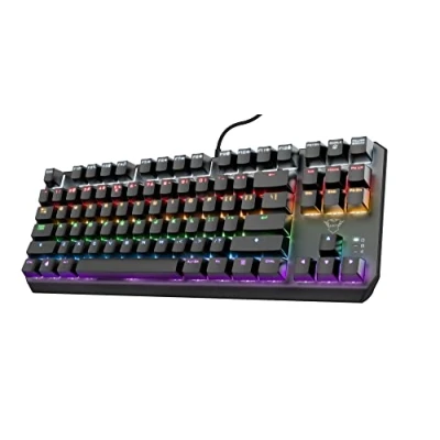 Image of Trust Gaming GXT 834 Callaz TKL Mechanical Keyboard, German QWERTZ Layout, Outemu Switch, Multicoloured LED Lighting, 12 Media Keys, USB Keyboard 80% for PC, Laptop, Mac, Black