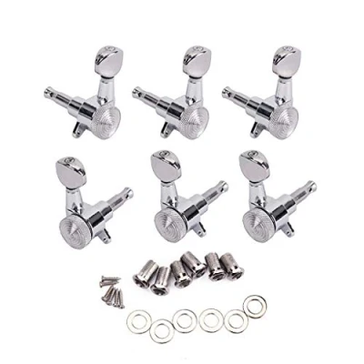 Image of Alnicov 6 Pieces Guitar String Locking Tuners 3 Left Right Machine Heads Knobs Head for Electric or Acoustic (Chrome)