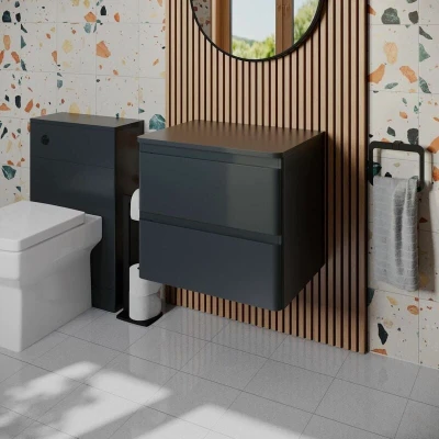 Image of Regis Forma Anthracite Grey Wall Hung Countertop Vanity Unit without Basin 600mm