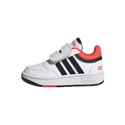 Image of adidas Hoops Shoes Sneakers, Cloud White/Core Black/Bright Red, 8.5 UK