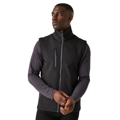 Image of Regatta Professional Men&#039;s Water Repellent Navigate 2 Layer Softshell Bodywarmer Black Seal Grey, Size: 3XL