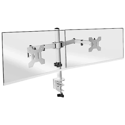 Image of Mars Gaming MARM2 White, Dual Arm Monitor Mount for Screens up to 27&quot;, Articulating and Height Adjustable, Sturdy Frame, VESA75 VESA100 Compatible