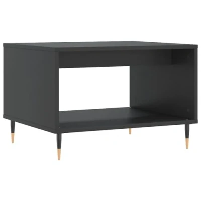 Image of vidaXL Modern Coffee Table in Black Engineered Wood Sofa Side with Iron Legs 60x50x40 cm Living Room Interior Decor Item