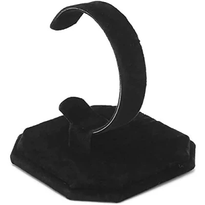 Image of POFET 2pcs Velvet C Type Design Jewelry Bracelet Bangle Watch Display Rack Stand Holder New Gift Black