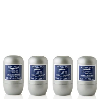 Image of Byphasse Pack of 4 Men&#039;s Deodorant 24 Hours 50 ml for All Skin Types