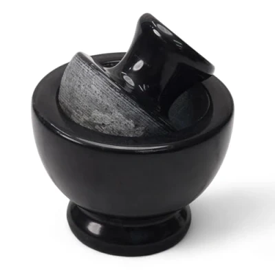 Image of Marblous Krafts Marble Mortar and Pestle Set 4.5&quot; Inches Spice Crusher Black Grinder for Kitchen, Garlic Crusher, Herb Kitchen
