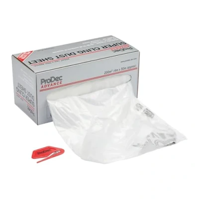 Image of ProDec Advance 200 sqm (4m x 50m) Super Cling Polythene Dust Sheet Roll Static Charged for Invisible with No Taping, Ideal Protecting Floors, Furniture &amp; Walls When Painting Decorating