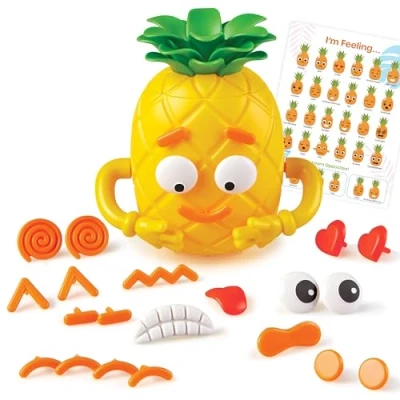 Image of Learning Resources Big Feelings Pineapple Social Emotional Toy Creative Play Body Awareness Two Sided 26 Face Pieces Easy Storage Sensory Gifts for 3 4 5 6 7 Year Old Kids Boys &amp; Girls