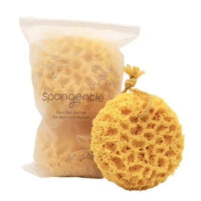 Image of Spongentle Deep Cleansing Body Loofah Sponge, Natural Colors, for Bath and Shower, Multiple Textures Gentle Exfoliation, Generous Rich Lather, (Pack of 3)