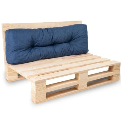 Image of bananair Pallet Cushions Outdoor Water Repellent &amp; UV Resistant Fabric Highly Comfortable Foam Padded Garden Furniture (Backrest Cushion 120x40 cm, Blue)