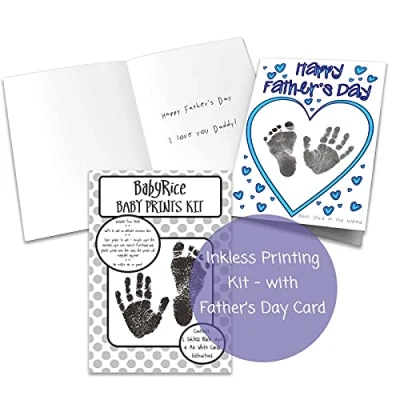 Image of BabyRice Make Your Own Personalised Father&#039;s Day Card Using Baby Hand and Footprint Kit Inkless Wipe