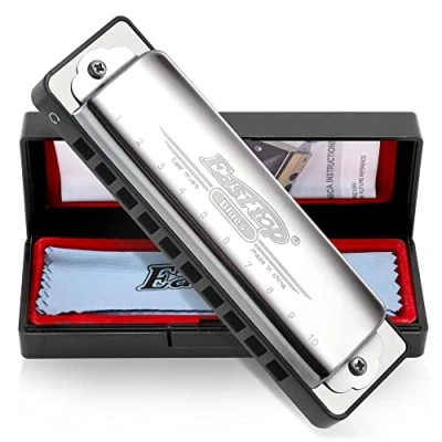Image of East top Blues Harmonica, 10 Holes C Key Beginner Harmonica for Kids Children Adults and Students (T004 C)