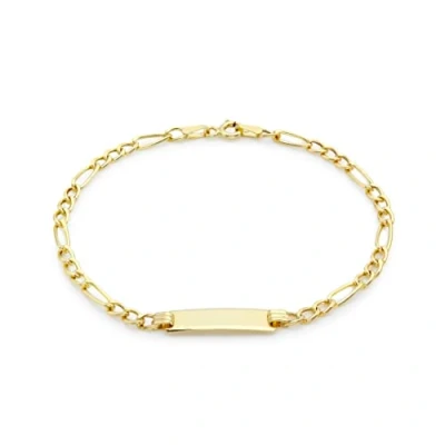 Image of Carissima Gold Women&#039;s 9 ct Yellow Semi Hollow Figaro ID Bracelet of 18 cm/7 inch