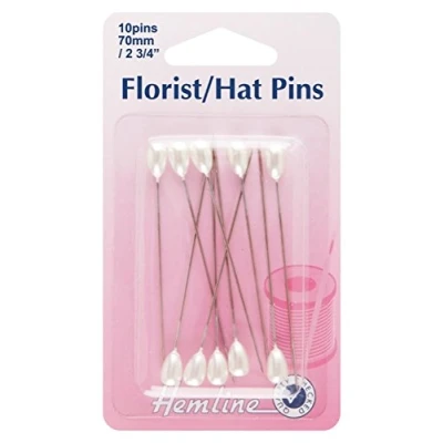 Image of Hemline 70mm Florist &amp; Hat Pins 10pcs Pearl Tip H711