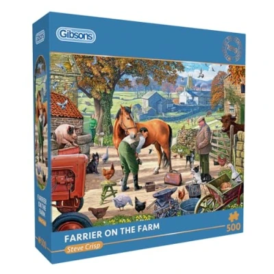 Image of Farrier on the Farm 500 Piece Jigsaw Puzzle Nostalgic Sustainable for Adults Premium 100% Recycled Board Great Gift Gibsons Games