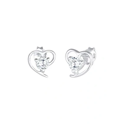 Image of Elli Women&#039;s 925 Sterling Silver Xilion Cut Heart Zirconia Stud Earrings