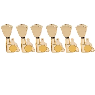 Image of Musiclily Pro 6 inline Guitar Tuners Tuning Pegs Keys Machine Heads Set for Fender Strat Tele Electric Guitar, Tulip Button Gold