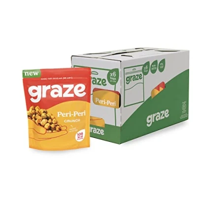 Image of Graze Peri Snacks Healthy Alternative for Crisps, mixed Nuts &amp; Pretzels Ideal if you Love Corn, Broad beans and Corn hoops Savoury Vegan (6x100g pack)