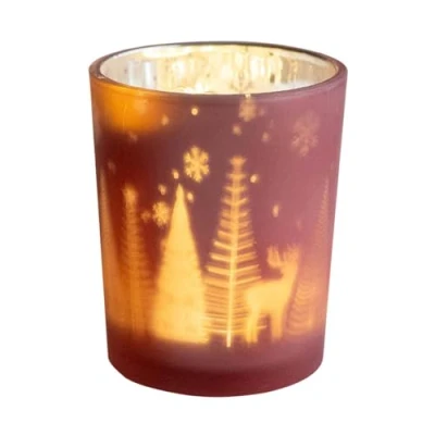Image of Christmas Candle Holder, Glass Tealight Holders, Small Candles Holder For Festival Table Centerpiece Home Holiday Decoration