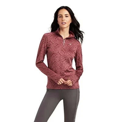 Image of ARIAT Prophecy 1/4 Zip Womens Baselayer Wild Ginger Bit Jaquard XS