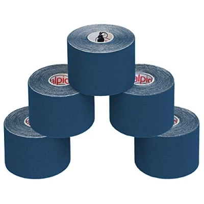 Image of ALPIDEX 5 Rolls Kinesiology Tape Many Colors m x cm Application Examples E Book Skin Friendly Muscle Support Elastic Strapping Tape, Colour:Dark Blue