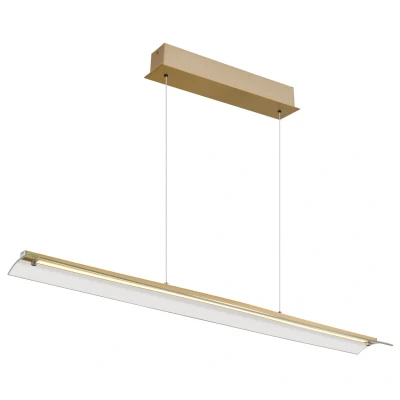 Image of Muriella Bar Pendant Ceiling Light Brass Coloured Matt Satined Glass Shade LED 3000K