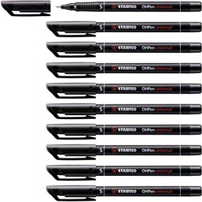 Image of Pen for Overhead Projection STABILO OHPen universal Permanent Superfine Pack of 10 Black