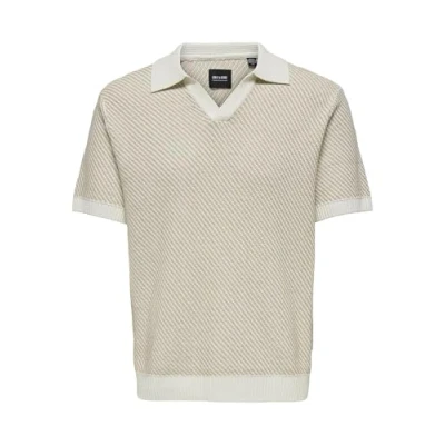 Image of Only &amp; Sons Onsadrian LIFE Resort Polo shirt, Men&#039;s, Size: Large, Silver lining