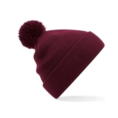 Image of Beechfield Cuffed Design Original Pom Beanie Burgundy