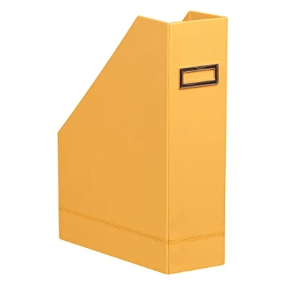 Image of RHODIA 118830C Orange Magazine Rack 10x25x31 cm Saddle Stitching Faux Leather Exterior Rhodiarama Home Office Collection Organization &amp; Design Storage