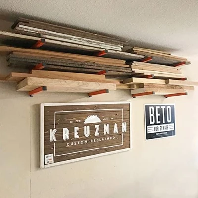Image of EG Heavy Duty Steel Wood Timber Rack Shelf Storage System Workshop Wall Mounted