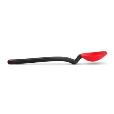 Image of Dreamfarm Mini Supoon 8&quot; Non Stick Silicone Sit Up Jar, Container Scraping &amp; Cooking Spoon with Squeegee Tip, Measures Perfect 5ml Teaspoon Red