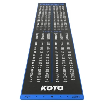 Image of KOTO Carpet Checkout Blue 237 x 60 cm, Incl. Score Indicator, Non Slip Dart Mat, Professional Protect Floor and Darts