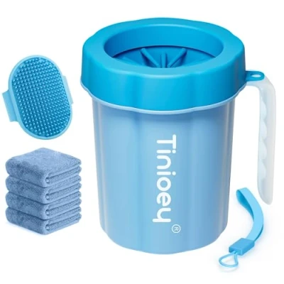 Image of Tinioey Paw Cleaner for Dogs Medium Small Breed with Handle Dog to Clean Muddy Paws Foot Washer &amp; Pets Feet (Blue)