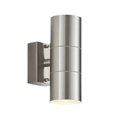Image of National Lighting Fern Modern Stainless Steel Up/Down Outdoor Garden Security Weatherproof Wall Light IP44 Rated