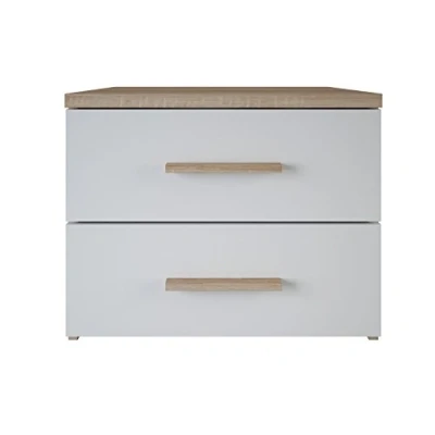 Image of Demeyere 2 Drawer Bedside Table, chipboard, Brushed Oak/White Pearl, 50.3 x 41.9 39.9 cm