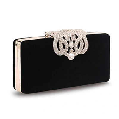 Image of LIRENSHIGE Evening Bag,Womens Crystal Diamante Clutch Bag Ladies Bridal Wedding Party Purse Handbag,Sparkly Beaded for Prom (Black)