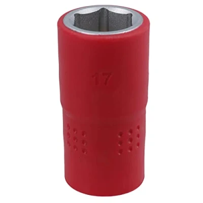 Image of 17mm 1/2in Drive VDE Insulated Shallow Metric Socket 6 Sided Single Hex 1000 V