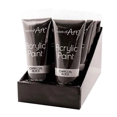 Image of JMS® BLACK ACRYLIC PAINT 120ML TUBE NON TOXIC CHARCOAL