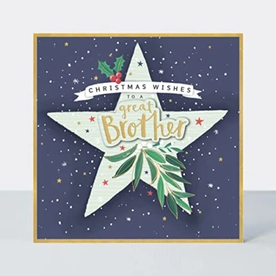 Image of Christmas card Great Brother by Rachel ellen designs Festive Star design