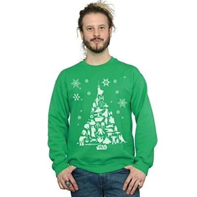 Image of Star Wars Men&#039;s Christmas Tree Sweatshirt Irish Green Large