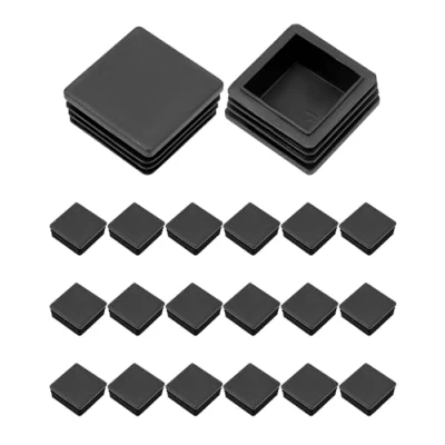 Image of QWORK® Square Plastic End Caps, Inner Plugs Ribbed Tube for Tables Desks Chairs Bed Furniture Foot Plug Steel Pipe Cover, 1.57 x / 40x40mm, 20 PCS