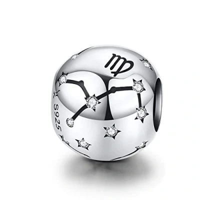 Image of 925 Sterling Silver Constellation Charm Virgo Birthday Anniversary Faith Letter Family DIY Christmas for Pandora Bracelet (Virgo(8.23 9.22))
