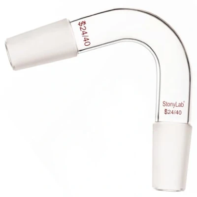 Image of stonylab Glass 75 Degree Distillation Adapter, Borosilicate Bent Adapter with 24/40 Inner Joints for Laboratory Lab Supply