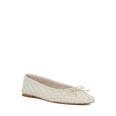 Image of Dune Ladies Heat Woven Leather Bow Detail Ballet Pumps Size UK 6 Flat Heel Ecru