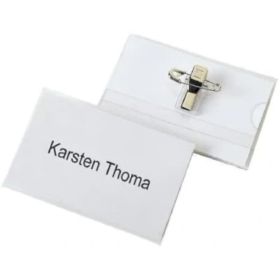 Image of Name Tag 60 x 90 mm with Clip and Safety Pin Pack of 25